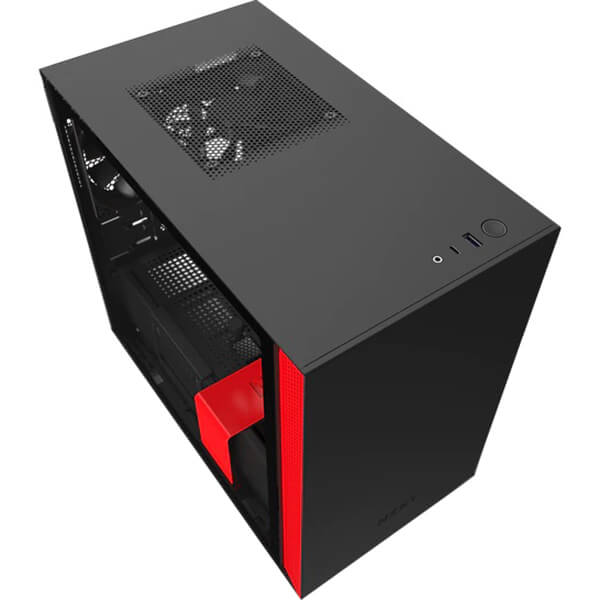 NZXT H210 Tempered Glass Mini ITX Case – Matte Black and Red (NZXT H210B/R) image 1