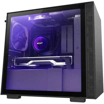 NZXT H210i RGB LED Mini ITX Case – Matte Black (NZXT H210i B/B) — rear view