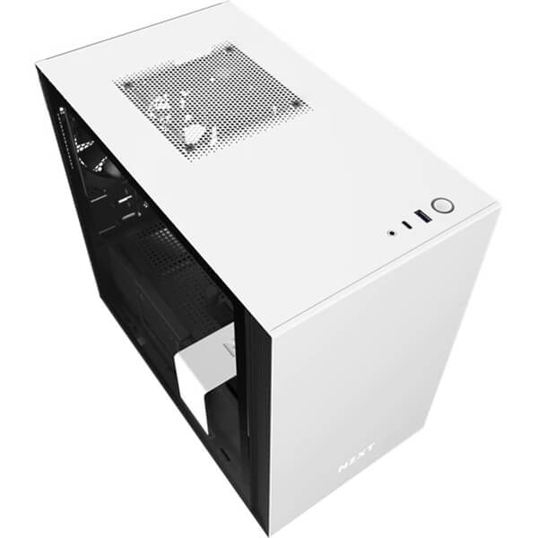 NZXT H210i RGB LED Mini ITX Case – Matte White and Black (NZXT H210i W/B) image 1