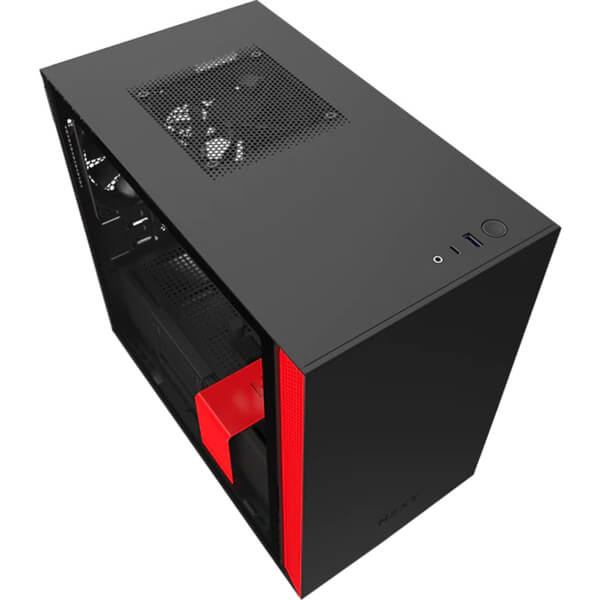 NZXT H210i RGB LED Mini ITX Case – Matte Black and Red (NZXT H210iB/R) image 1