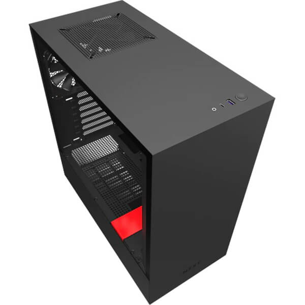 NZXT H510 Compact Mid Tower Case – Matte Black and Red (NZXT H510B/R) image 1