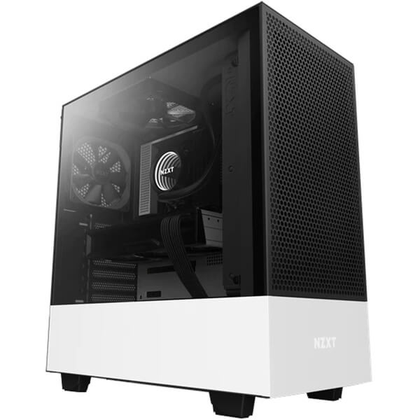 NZXT H510F Flow Tempered Glass Compact Mid-Tower Case – Matte White and Black (NZXT H510F W/B) image 3