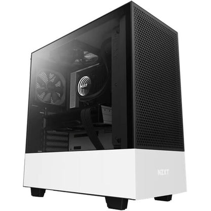NZXT H510F Flow Tempered Glass Compact Mid-Tower Case – Matte White and Black (NZXT H510F W/B) — side view