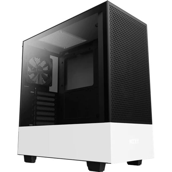 NZXT H510F Flow Tempered Glass Compact Mid-Tower Case – Matte White and Black (NZXT H510F W/B) image 4