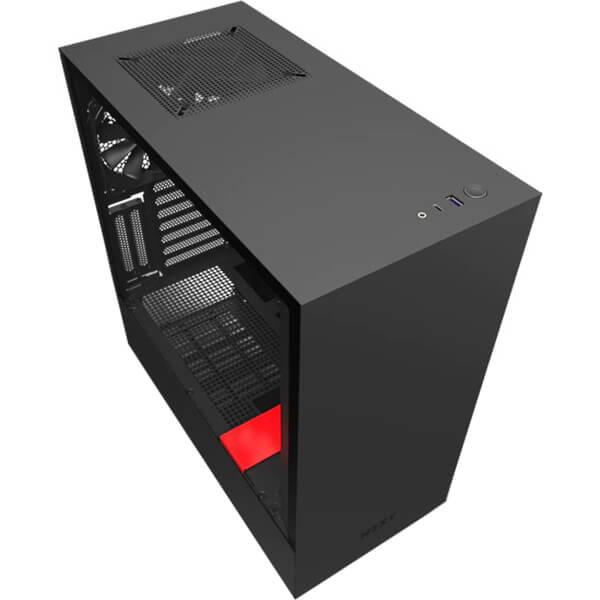 NZXT H510i Compact RGB LED Mid Tower Case – Matte Black and Red (NZXT H510iB/R) image 1