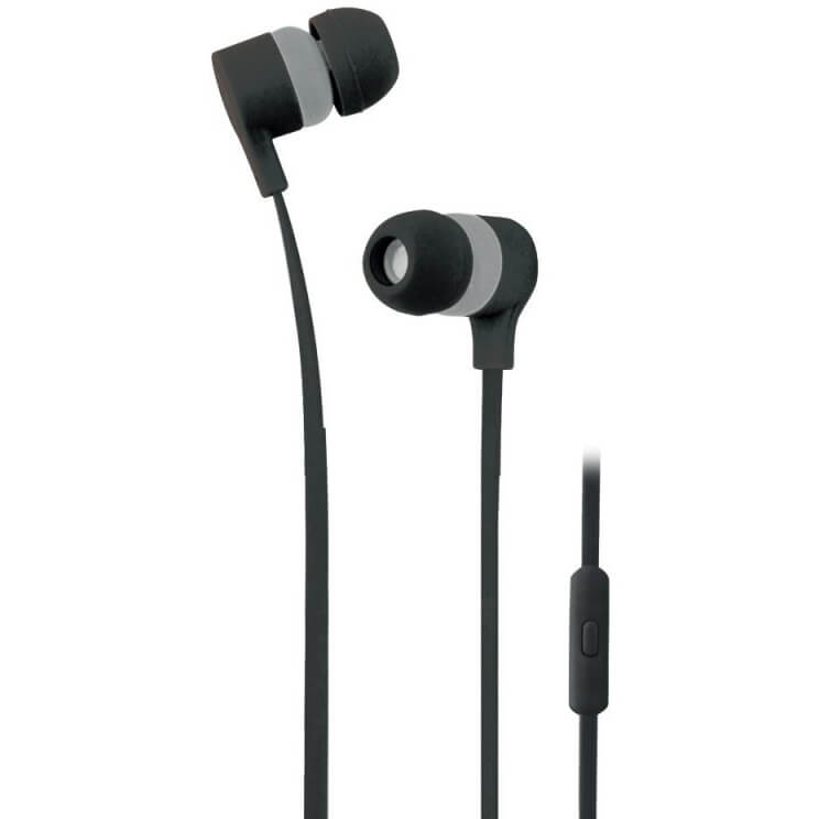 Polaroid Tangle Free Wired Earbuds – Black and Grey (PEP219BG)