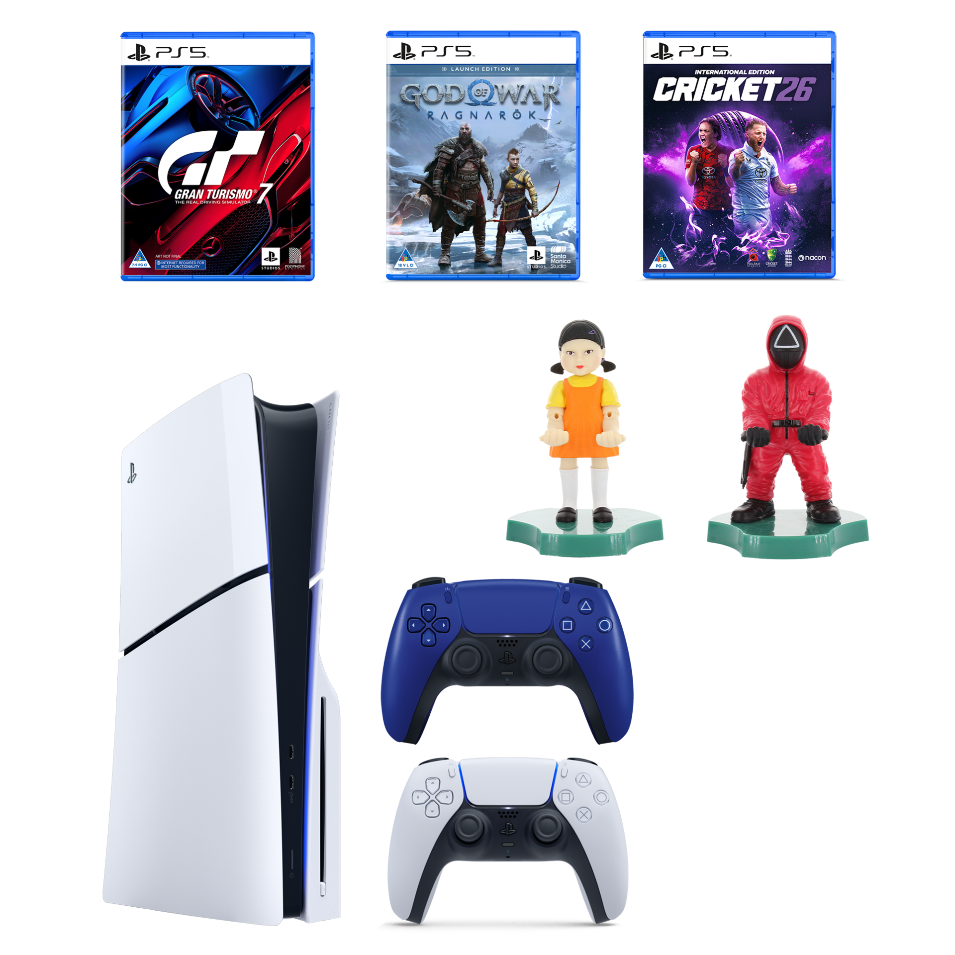 PS5 Slim Disc + 2 Cg + DS5 + Gran Turismo 7, GOW: Ragnarok & Cricket26 gallery image 1