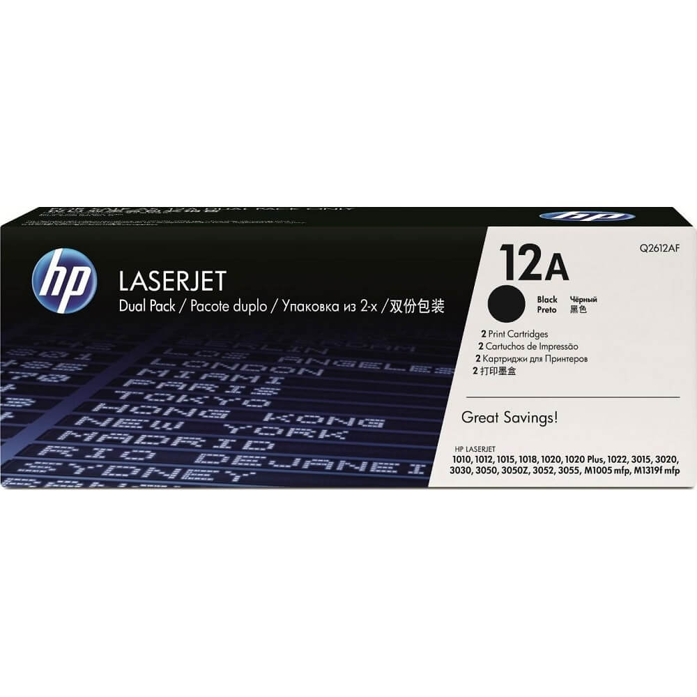 Genuine HP 12A Dual Pack Black LaserJet Toner Cartridge (Q2612AF) image 1