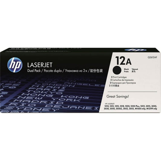 Genuine HP 12A Dual Pack Black LaserJet Toner Cartridge (Q2612AF) image 1