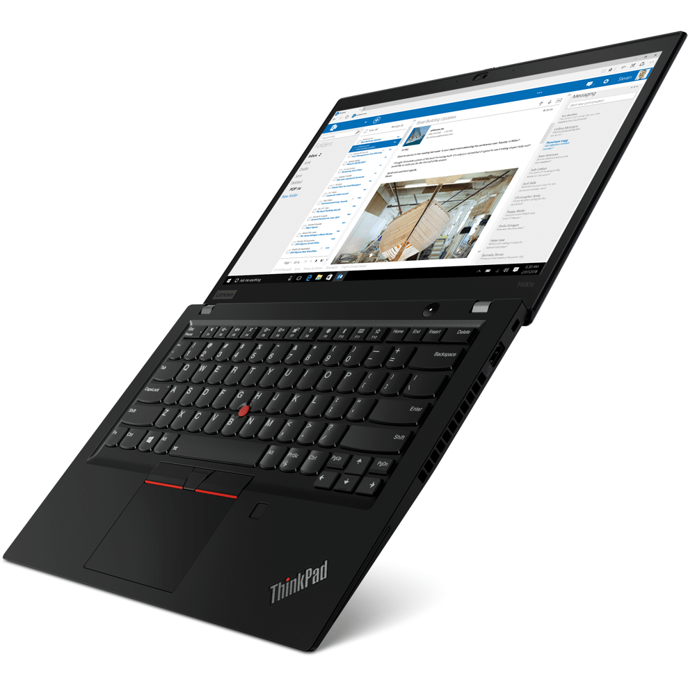 Lenovo ThinkPad T490s Notebook PC – Core i7-8565U / 14.0″ FHD / 8GB RAM / 512GB SSD / 4G / Win 10 Pro (20NX0006ZA) — side vie