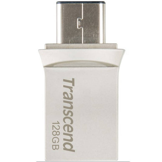 Transcend JetFlash 890 128GB OTG USB Flash Drive – Silver (TS128GJF890S) image 1