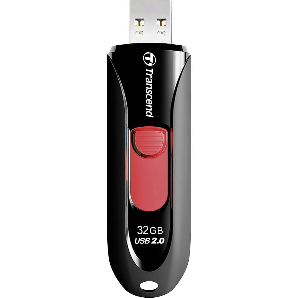 Transcend JetFlash 590K 32GB Capless USB Flash Drive – Black & Red (TS32GJF590K)