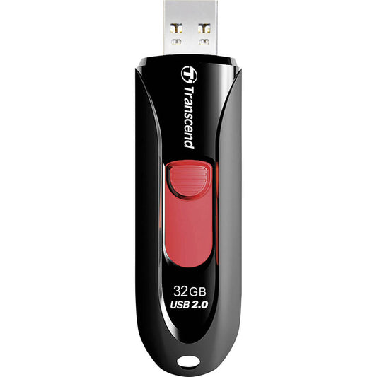 Transcend JetFlash 590K 32GB Capless USB Flash Drive – Black & Red (TS32GJF590K) image 1