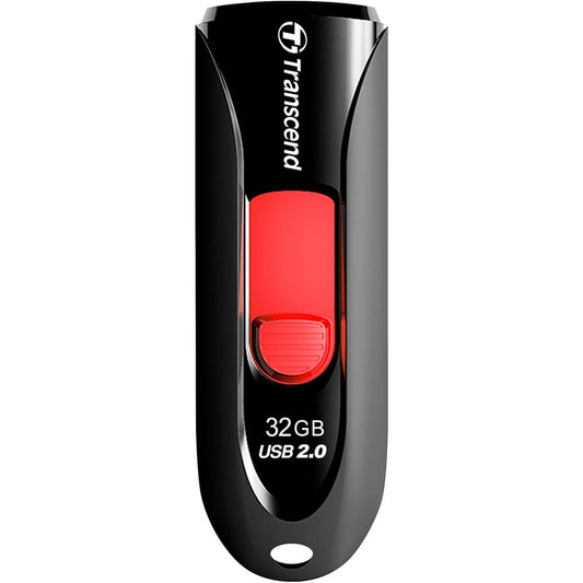 Transcend JetFlash 590K 32GB Capless USB Flash Drive – Black & Red (TS32GJF590K) image 2