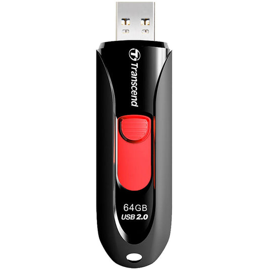 Transcend JetFlash 590K 64GB Capless USB Flash Drive – Black & Red (TS64GJF590K) image 1