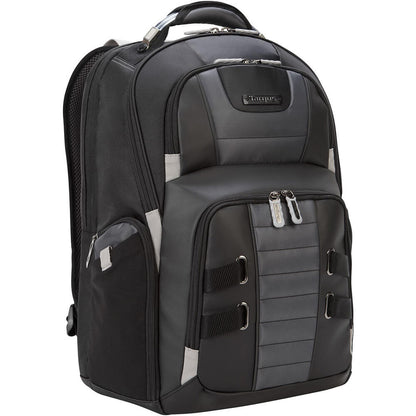 Targus DrifterTrek 17.3-inch Laptop Backpack with USB Power Pass-Thru – Black — front view