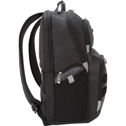 Targus DrifterTrek 17.3-inch Laptop Backpack with USB Power Pass-Thru – Black — rear view