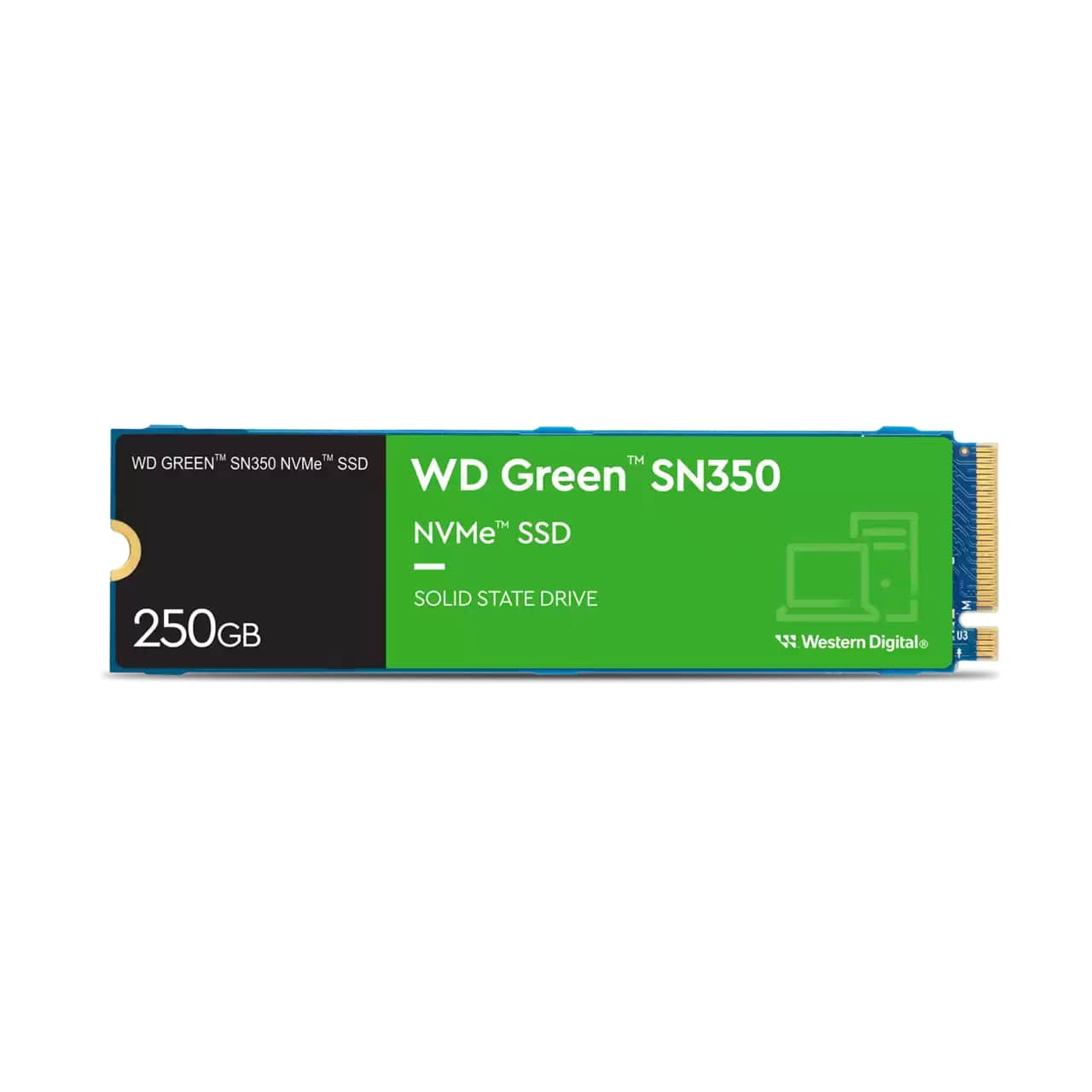 WD Green SN350 250GB M.2 2280 PCIe Gen3 x4 NVMe TLC Solid State Drive (WDS250G2G0C) image 1